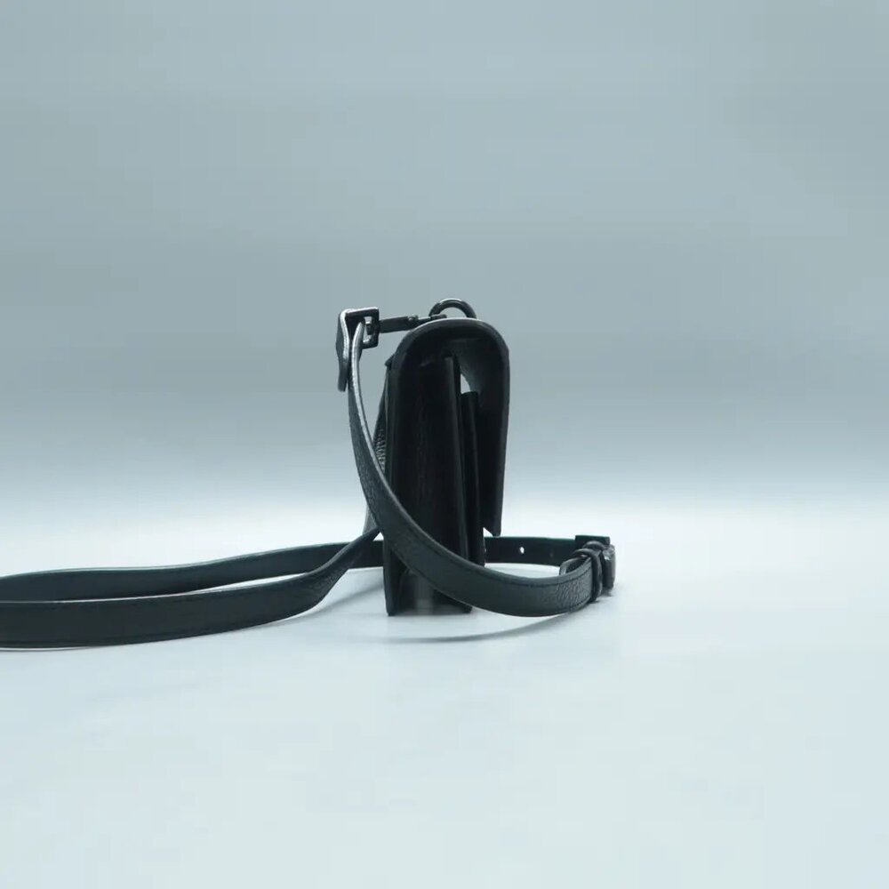 100% Authentic SAINT LAURENT Sunset Mini Black Leather Shoulder Bag 1294-101724 - Picture 4 of 12